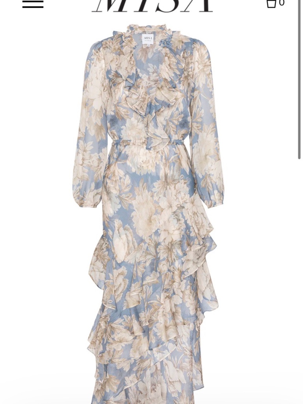 Misa Los Angeles  Floral Ruffle Maxi Dress, size XS, NWT, this season